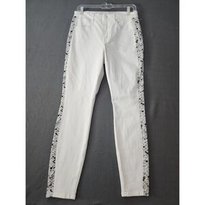 Good American Jeans GOOD Legs Classic White Snakeskin Trim Size 12/31 Stretch